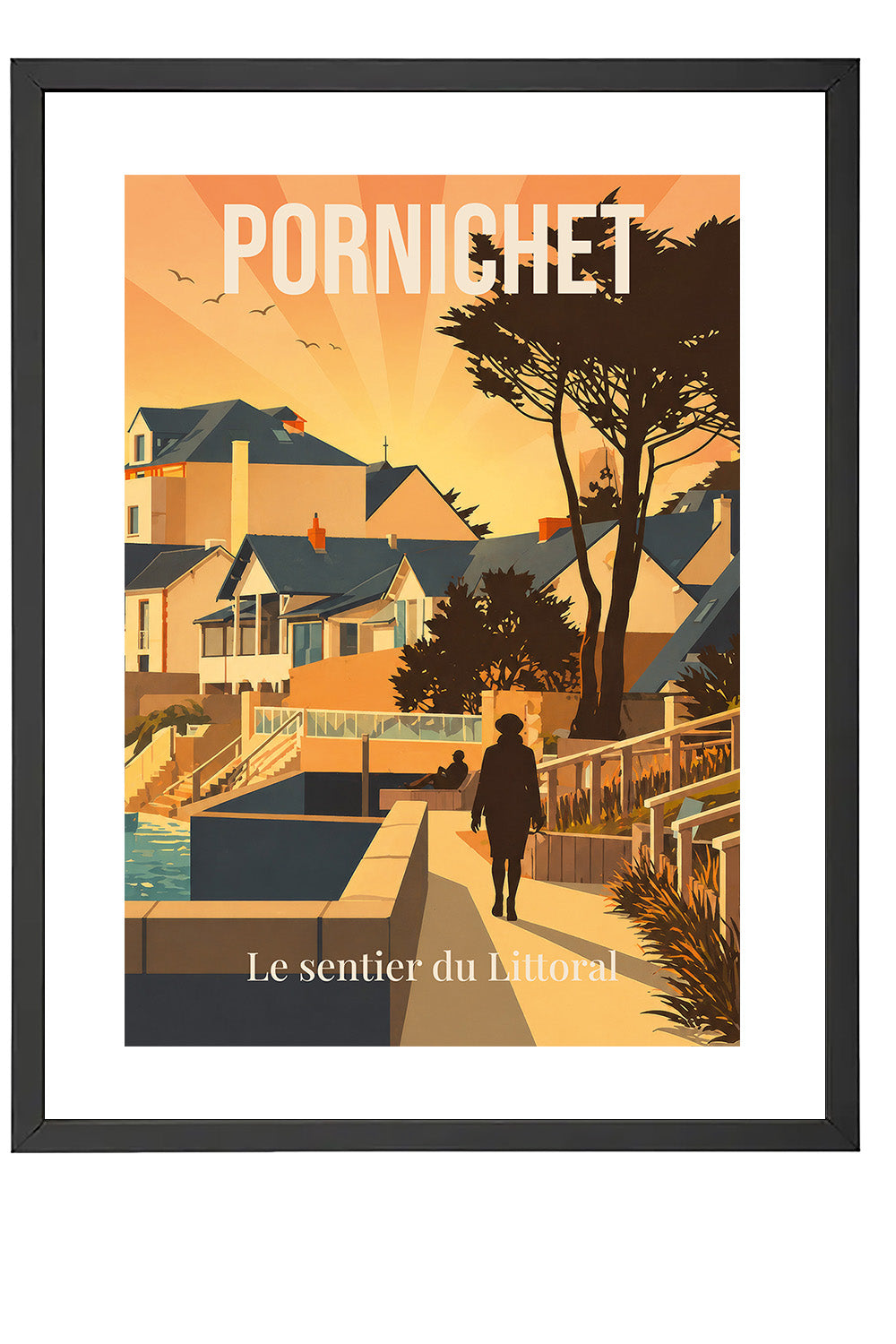 Affiche Pornichet Sentier du Littoral – Poster Vintage Bord de Mer
