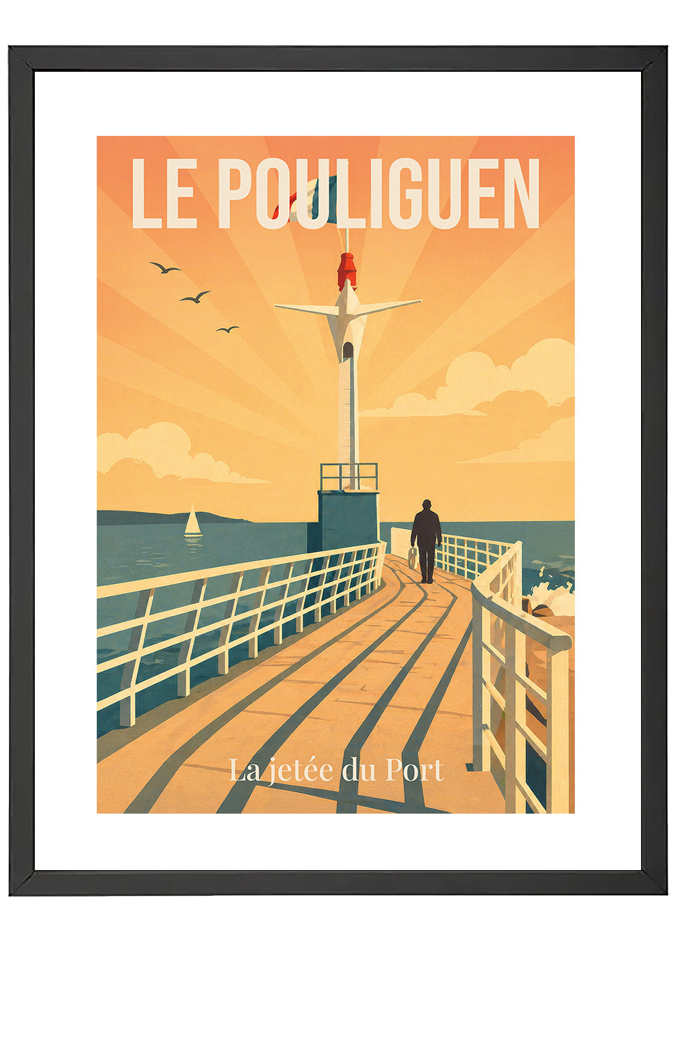 Affiche Le Pouliguen – Jetée du Port | Poster Vintage Côte Atlantique