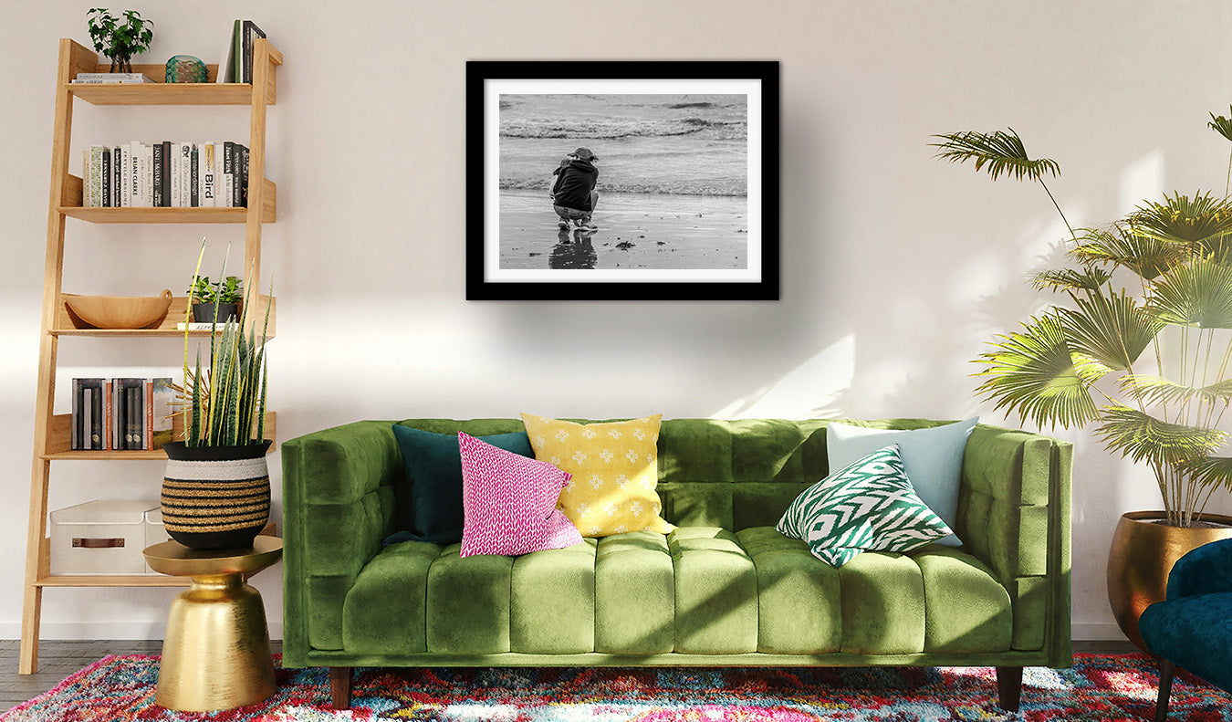 Affiche Maman et Enfant face à la Mer – Photo Noir et Blanc Émotion