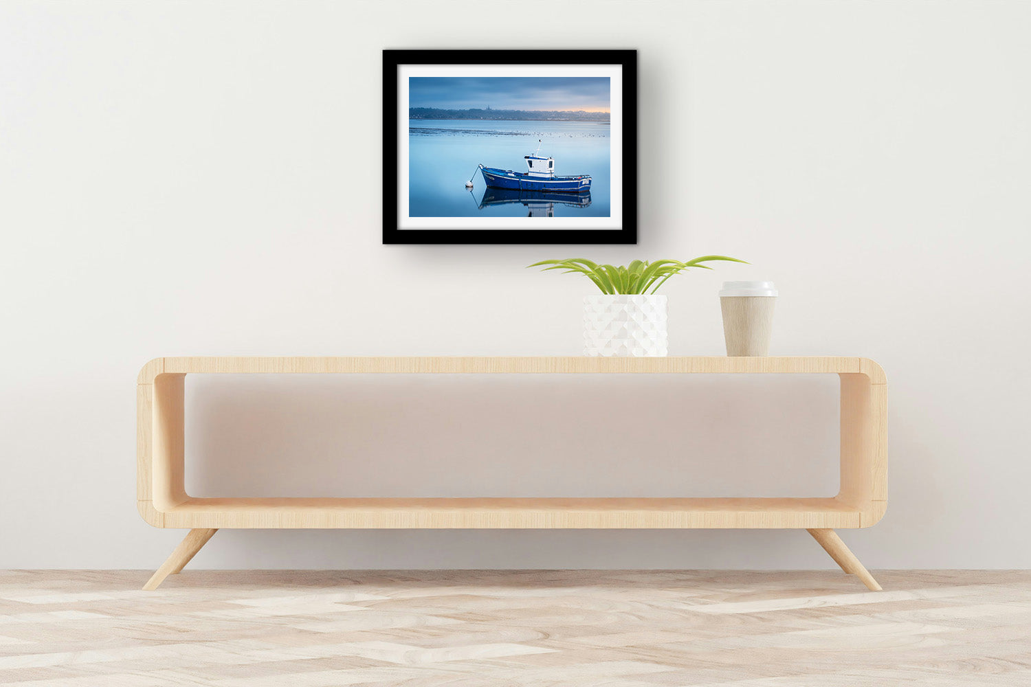 Affiche Bateau de Pêche à Pen Bron – Poster Déco Marine Bleu Zen