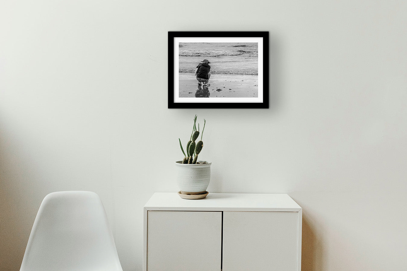 Affiche Maman et Enfant face à la Mer – Photo Noir et Blanc Émotion