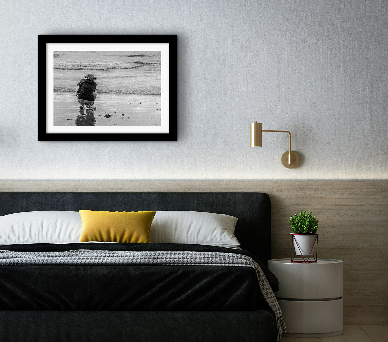 Affiche Maman et Enfant face à la Mer – Photo Noir et Blanc Émotion