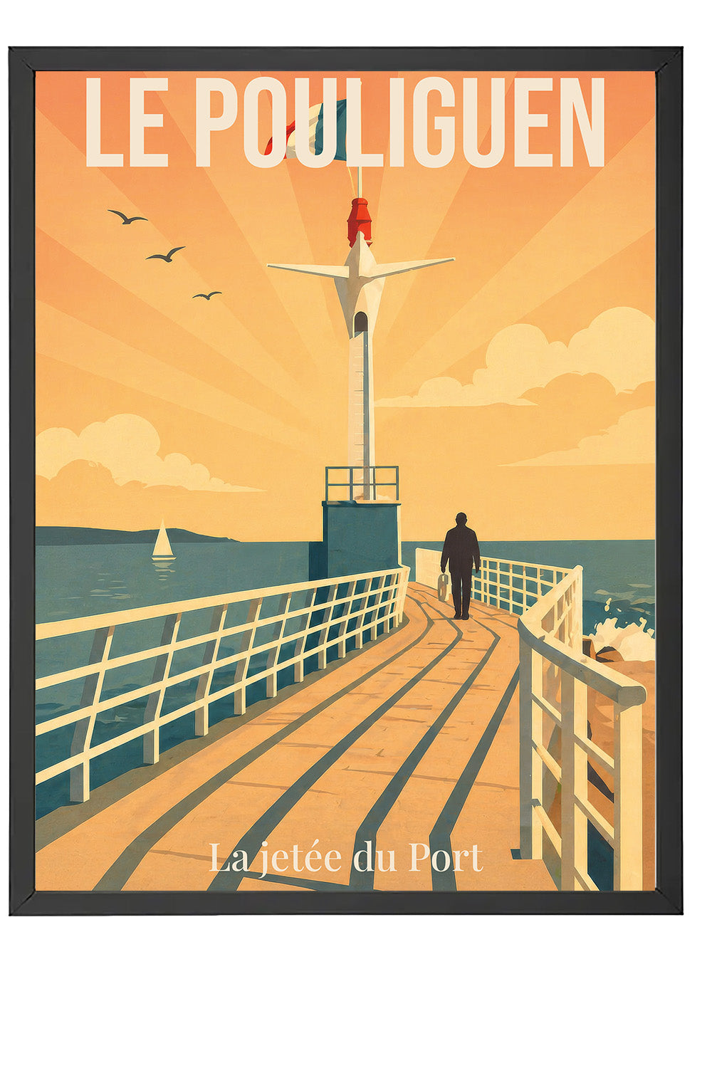 Affiche Le Pouliguen – Jetée du Port | Poster Vintage Côte Atlantique