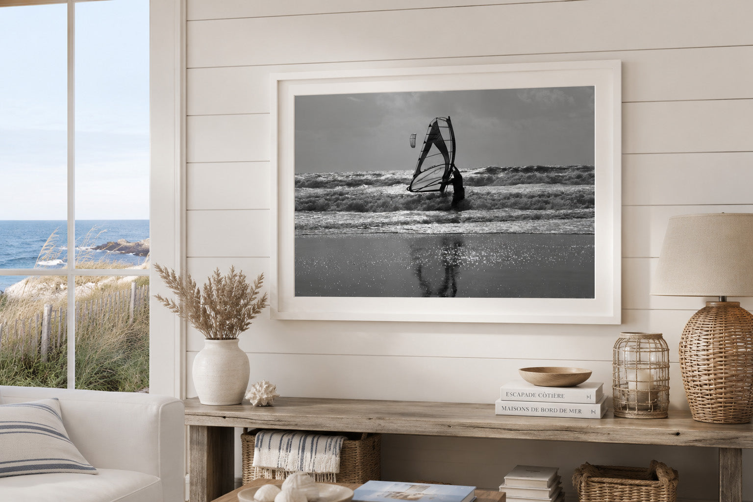 Affiche Surfeur dans la Tempête – Plage des Libraires, Pornichet Patrick Garnier Photographe