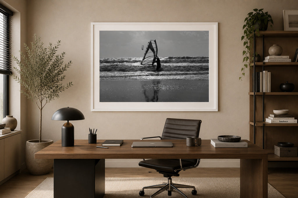 Affiche Surfeur dans la Tempête – Plage des Libraires, Pornichet Patrick Garnier Photographe