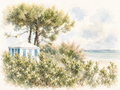 Affiche Cabine de Plage La Baule – Aquarelle | Poster Déco Bord de Mer