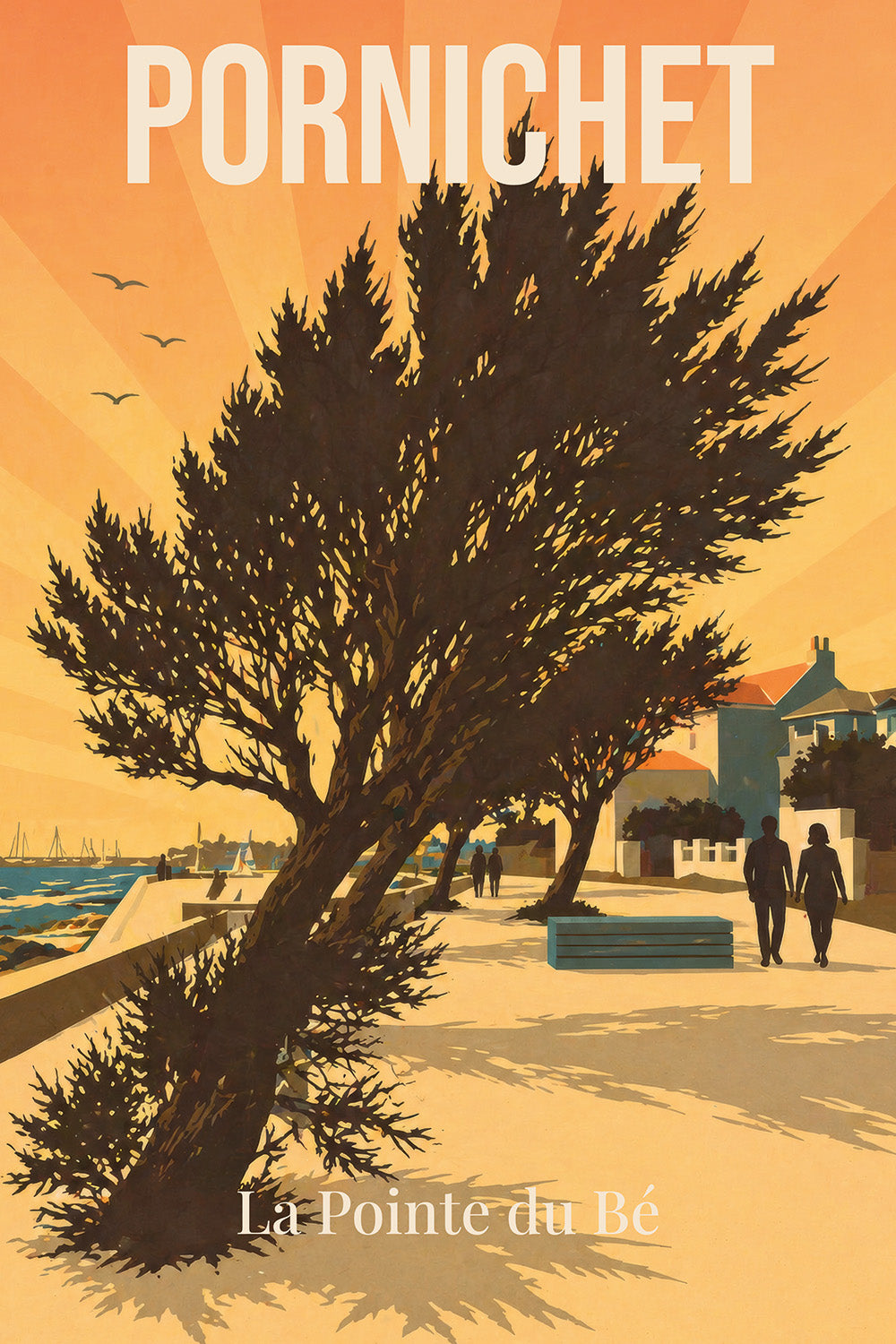 Affiche Pornichet – Pointe du Bé | Poster Vintage Bord de Mer