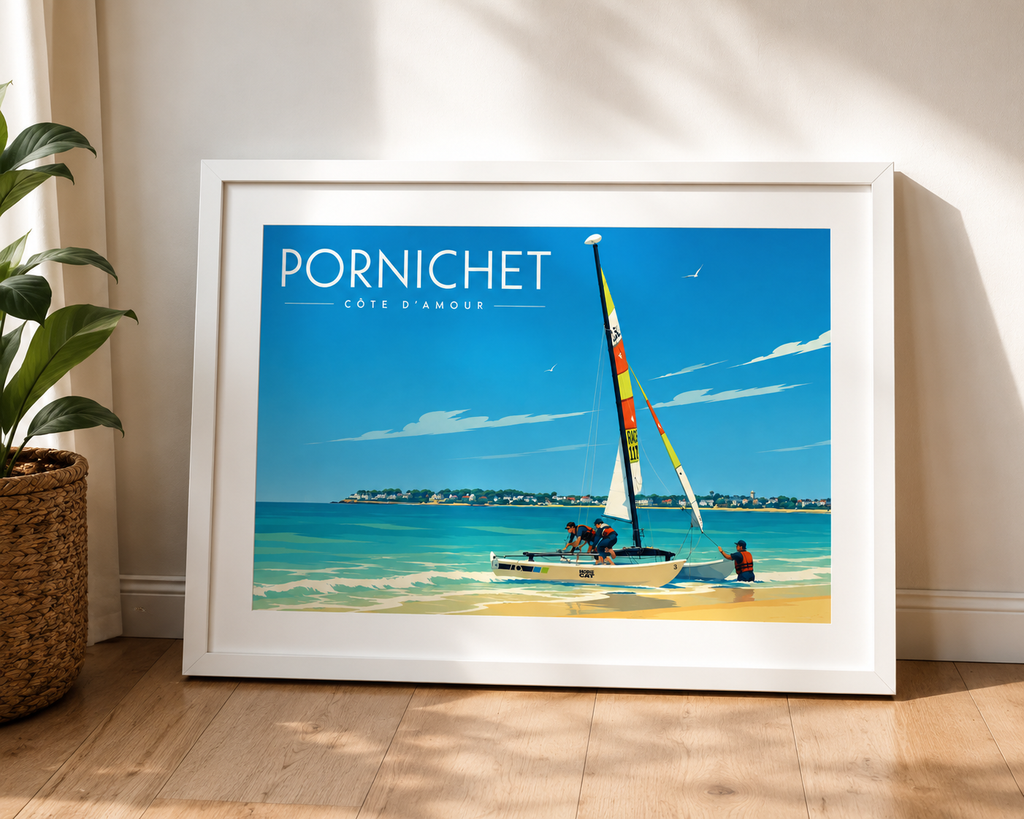 Affiche Pornichet – Hobie Cat Côte d'Amour | Poster Vintage Bord de Mer