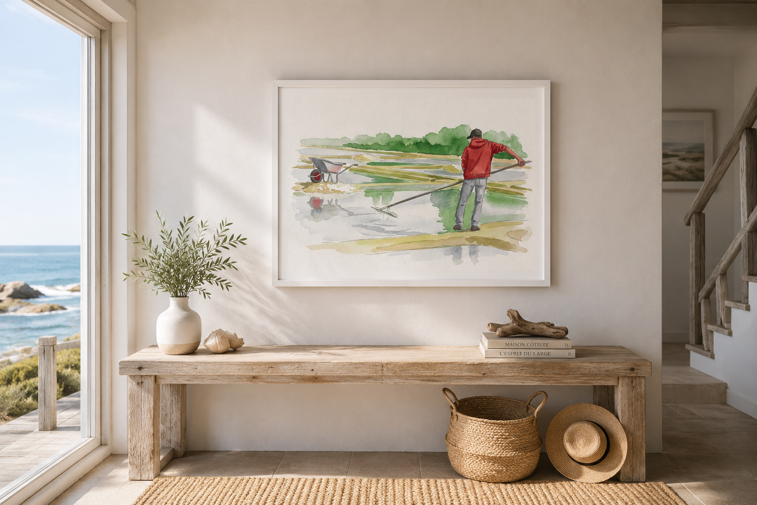 Affiche Paludier Fleur de Sel – Poster Aquarelle Marais Salants