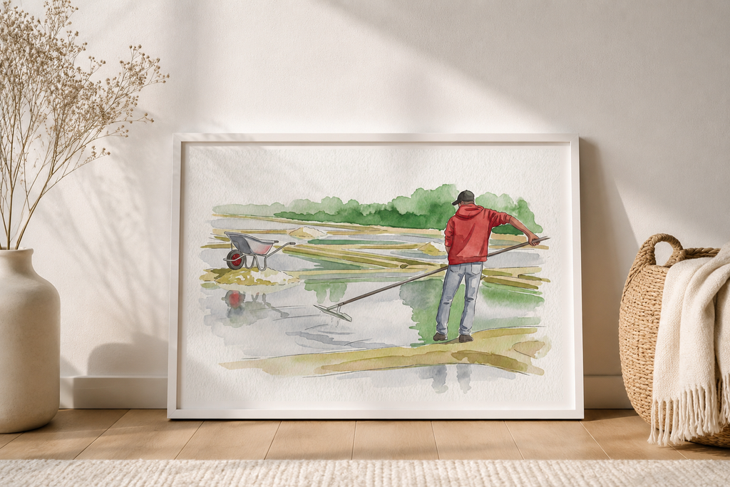 Affiche Paludier Fleur de Sel – Poster Aquarelle Marais Salants