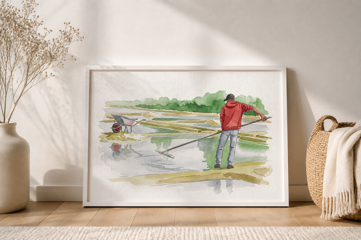 Affiche Paludier Fleur de Sel – Poster Aquarelle Marais Salants