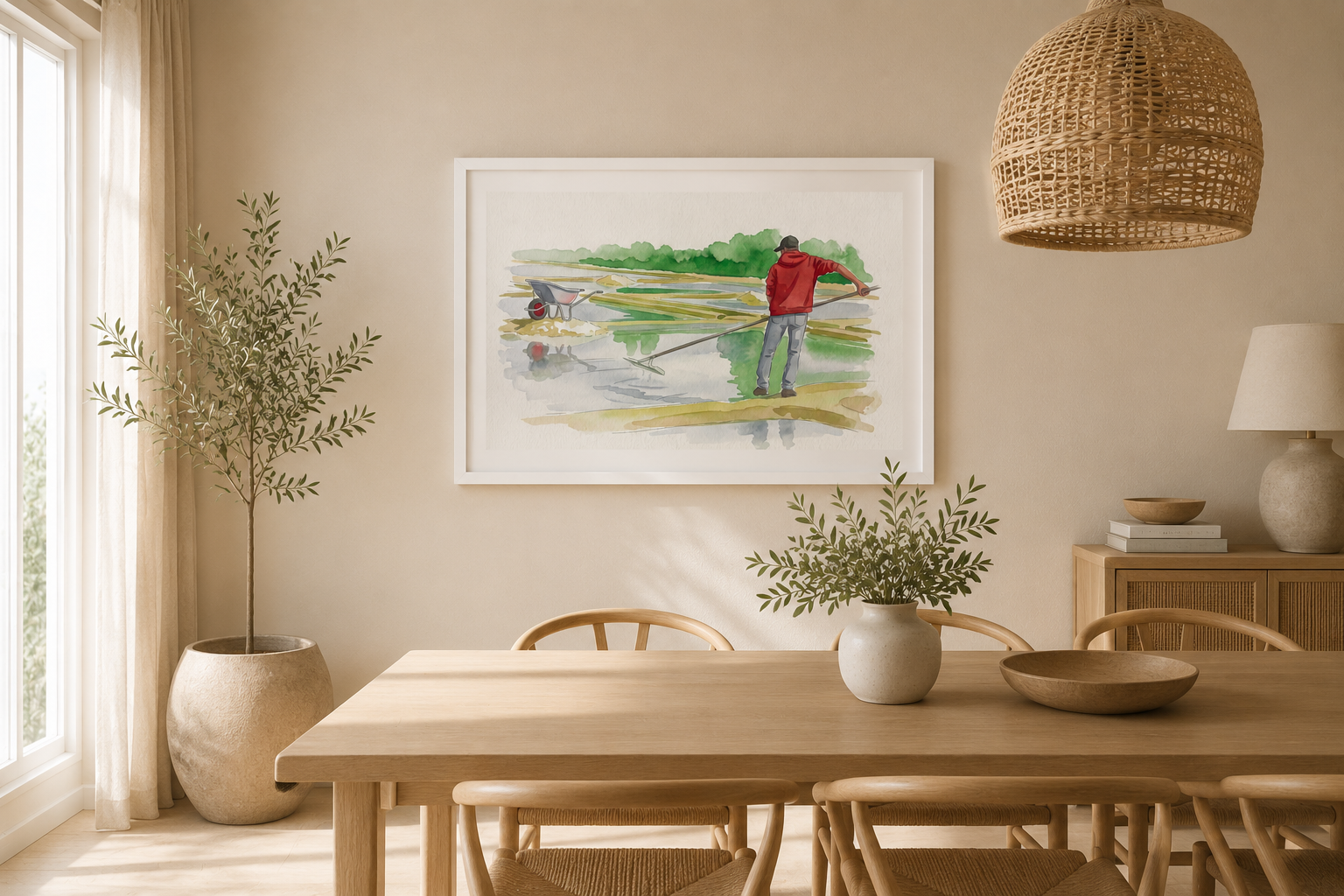 Affiche Paludier Fleur de Sel – Poster Aquarelle Marais Salants