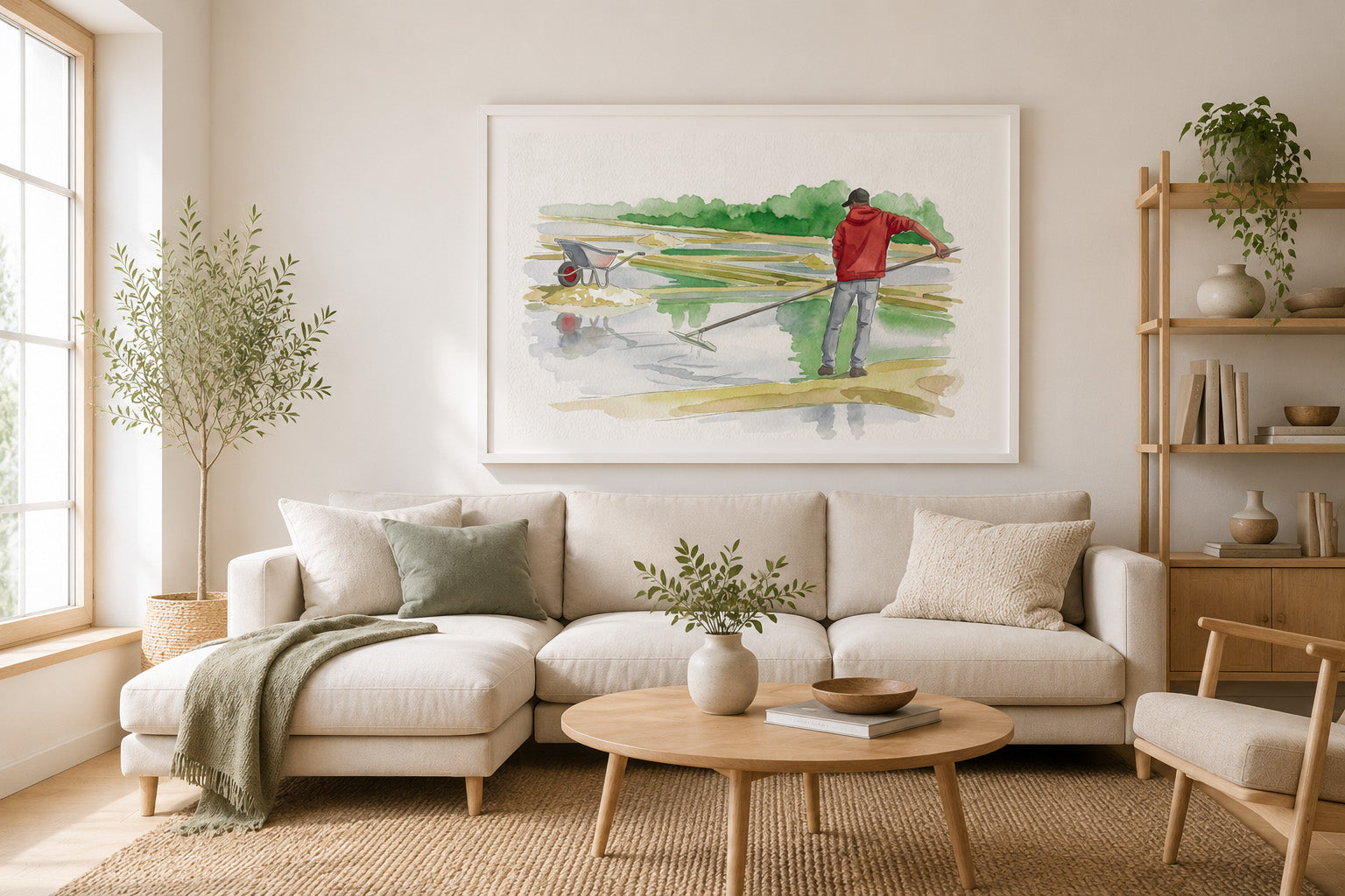 Affiche Paludier Fleur de Sel – Poster Aquarelle Marais Salants Patrick Garnier Photographe