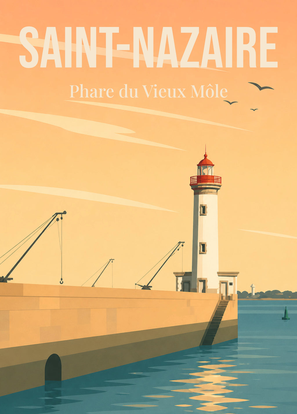 Affiche Saint-Nazaire – Phare du Vieux Môle | Poster Vintage Port