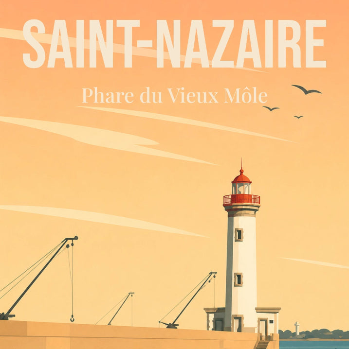 Affiche Saint-Nazaire – Phare du Vieux Môle | Poster Vintage Port Patrick Garnier Photographe