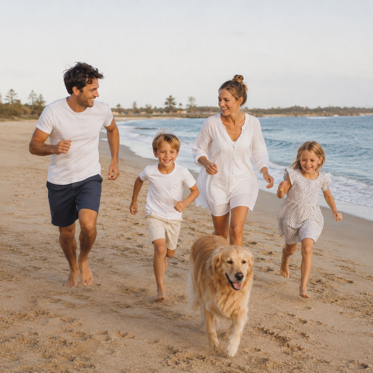 Photo de famille Lifestyle courant sur la plage