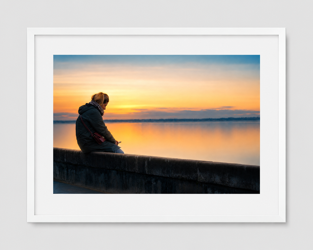 Affiche Pornichet – Seule face à l'Océan | Poster Coucher de Soleil Bord de Mer