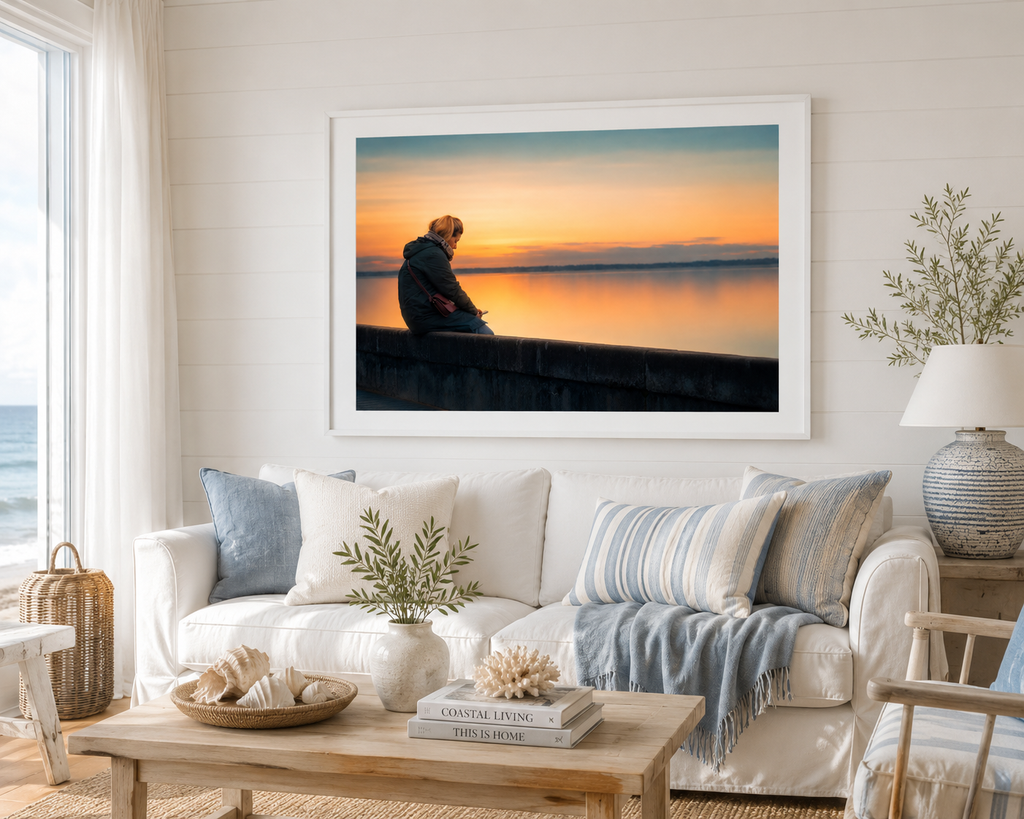 Affiche Pornichet – Seule face à l'Océan | Poster Coucher de Soleil Bord de Mer